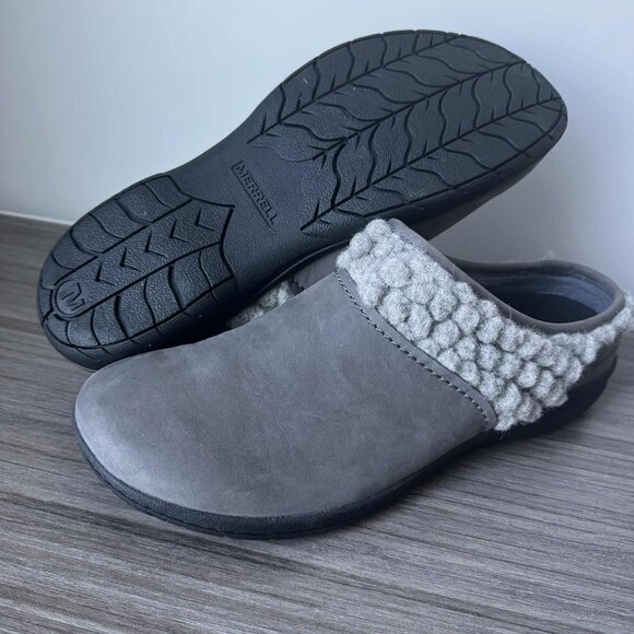 Merrell Women's Encore Kassie Gray Nubuck Wool Winter Clogs Mules  $85 - Picture 5 of 12